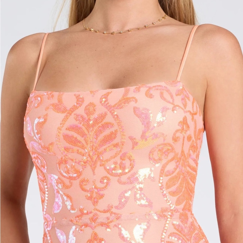 Windsor Orange Sleeveless Slit Gown - Picture 4 of 7